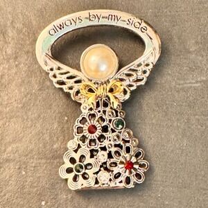 Texas Angels Cherub Angel Charm Pendant Rhinestone Pearl Always By My‎ Side